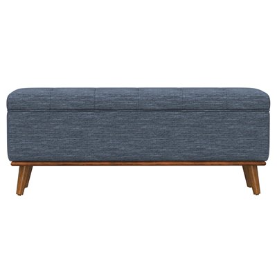 STORAGE OTTOMAN W / WOOD TRIM - NAVY