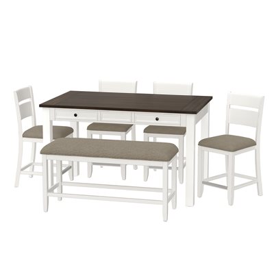 GATHERING TABLE W / 4 CHAIRS & BENCH