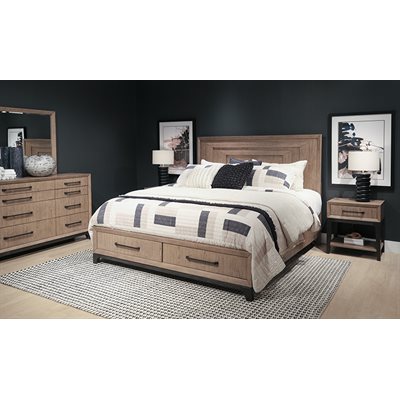 COMPLETE QUEEN PANEL BED - CARAMEL