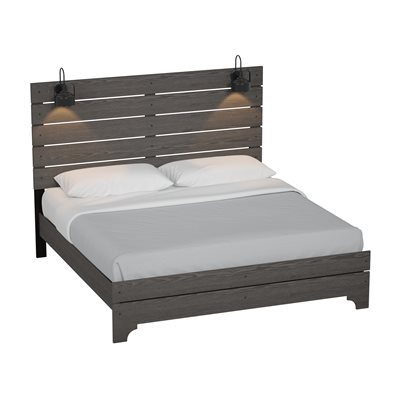 COMPLETE KING PANEL BED W / LIGHTS