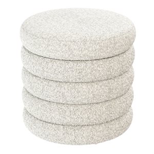 19" ROUND CHANNELED OTTOMAN W / STORAGE & TRAY- SOOTHE FOG