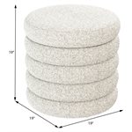 19" ROUND CHANNELED OTTOMAN W / STORAGE & TRAY- SOOTHE FOG