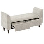 OTTOMAN W / 2 STORAGE DRAWERS - OATMEAL