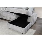 RITCHIE - 4PC SECTIONAL W / POP UP SLEEPER LOVESEAT, STORAGE CHAISE & 6 PILLOWS - GRAY