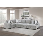 RITCHIE - 4PC SECTIONAL W / POP UP SLEEPER LOVESEAT, STORAGE CHAISE & 6 PILLOWS - GRAY