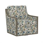 WOOD TRIM SWIVEL ACCENT CHAIR - FLORAL