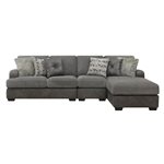 BERLIN-3PC SECTIONAL-LSF LOVE-ARMLESS-RSF CHAISE W / 6 PILLOWS-GREY