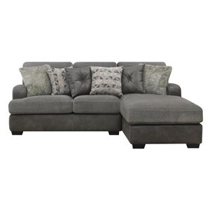 BERLIN-2PC SECTIONAL-LSF LOVE-RSF CHAISE W / 6 PILLOWS-GREY