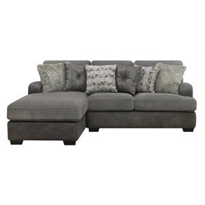 BERLIN-2PC SECTIONAL-RSF LOVESEAT-LSF CHAISE W / 6 PILLOWS GREY